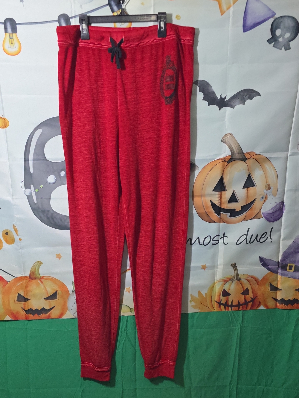 Disney Parks The Haunted Mansion Red Pull-On Jogger Pants Womens Large (W571)